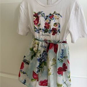 Dolce & Gabbana White Floral Logo Dress for Kids